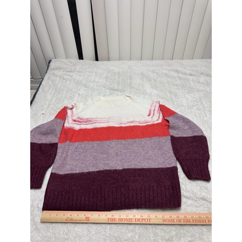 Old Navy Women’s Colorblock Sweater Size M Burgundy Pink Red Cream Knit